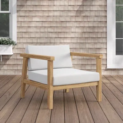 Modway Bayport Outdoor Patio Teak Armchair In Natural White