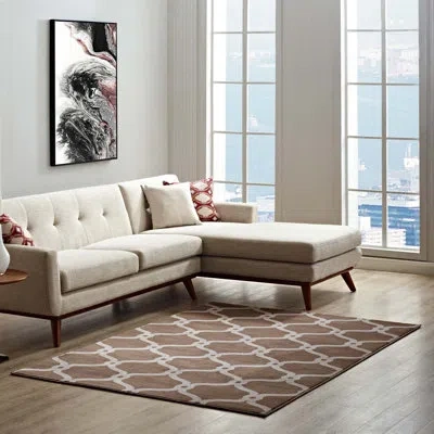 Modway Beltara Chain Link Transitional Trellis Area Rug In Beige;tan