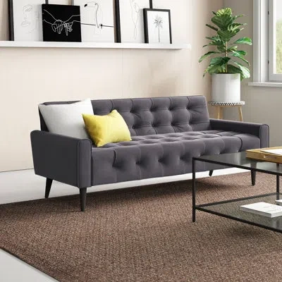 Modway Bernon Tufted Velvet Sofa In Gray