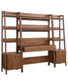 Modway Bixby 3-piece Wood Office Desk And Bookshelf In Brown