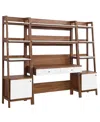 Modway Bixby 3-piece Wood Office Desk And Bookshelf In Brown