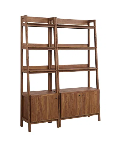 Modway Bixby Wood Bookshelves, Set Of 2 In Brown