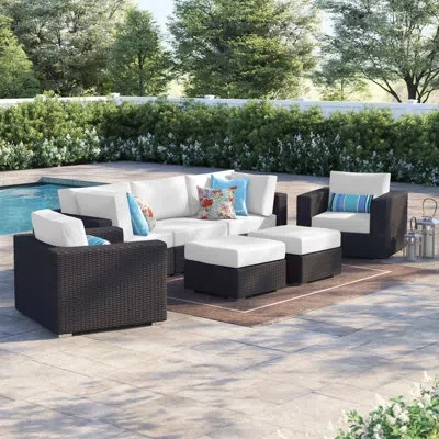 Modway Bocabec Synthetic Rattan Outdoor Patio Sectional Set (7 Piece Set) By Havenside Home In Espresso White