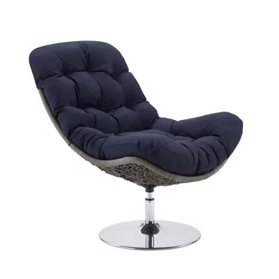 Modway Brighton Wicker Rattan Outdoor Patio Swivel Lounge Chair By  In Navy Sunbrella®