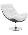 Modway Brighton Wicker Rattan Outdoor Patio Swivel Lounge Chair In Grey