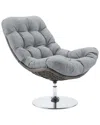Modway Brighton Wicker Rattan Outdoor Patio Swivel Lounge Chair In Grey