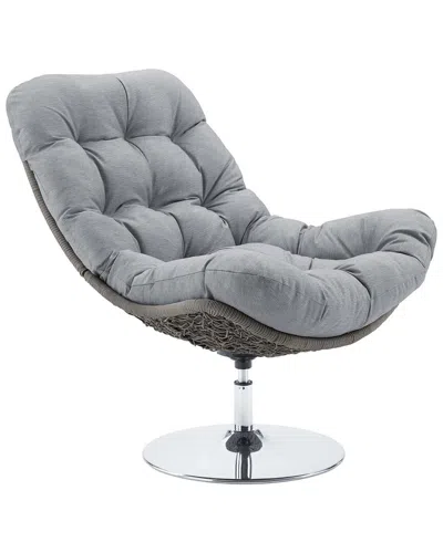 Modway Brighton Wicker Rattan Outdoor Patio Swivel Lounge Chair In Grey