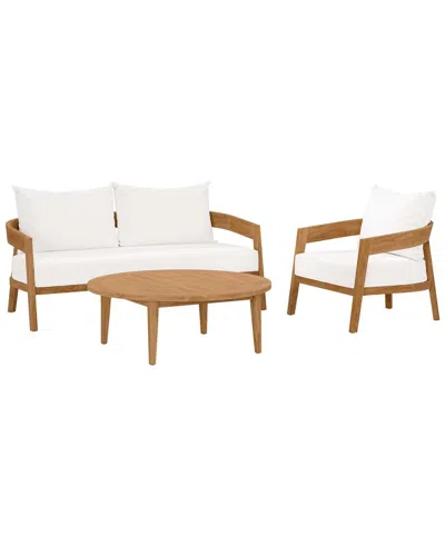 Modway Brisbane 3-piece Teak Outdoor Patio Set In Beige