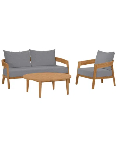 Modway Brisbane 3-piece Teak Outdoor Patio Set In Beige