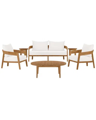 Modway Brisbane 6-piece Teak Outdoor Patio Set In Multi