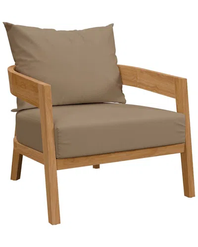 Modway Brisbane Teak Outdoor Patio Armchair In Beige