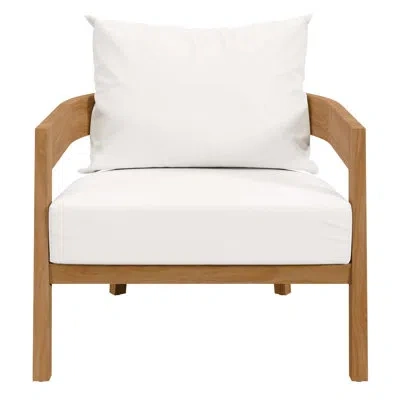 Modway Brisbane Teak Wood Outdoor Patio Armchair In White