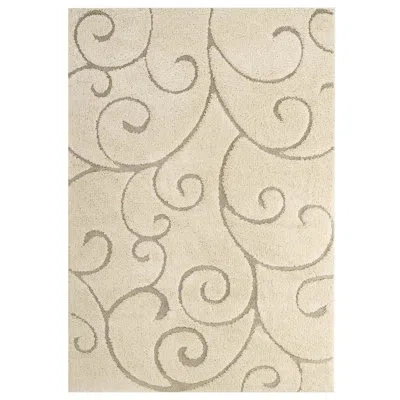 Modway Burgeon Scrolling Vine Shag Area Rug In Cream,beige