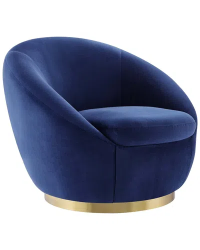 Modway Buttercup Performance Velvet Swivel Chair In Blue