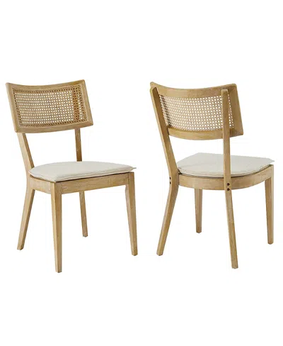 Modway Caledonia Fabric Upholstered Wood Dining Chair, Set Of 2 In Brown