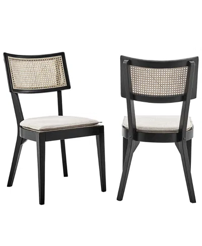 Modway Caledonia Fabric Upholstered Wood Dining Chair, Set Of 2 In Brown