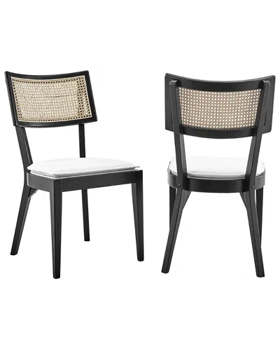 Modway Caledonia Fabric Upholstered Wood Dining Chair, Set Of 2 In Gray