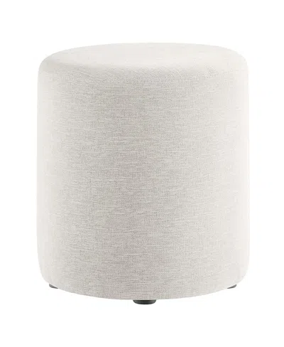 Modway Callum 16 Round Woven Heathered Fabric Upholstered Ottoman In White