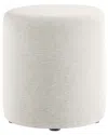Modway Callum 16 Round Woven Heathered Fabric Upholstered Ottoman In White
