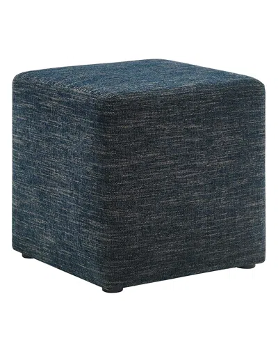 Modway Callum 17" Square Woven Heathered Fabric Upholstered Ottoman In Blue