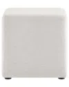 Modway Callum 17in Square Woven Heathered Fabric Upholstered Ottoman In White