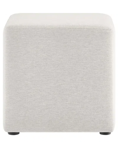 Modway Callum 17in Square Woven Heathered Fabric Upholstered Ottoman In White