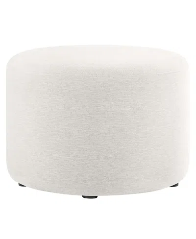 Modway Callum Large 23" Round Woven Heathered Fabric Upholstered Ottoman In White