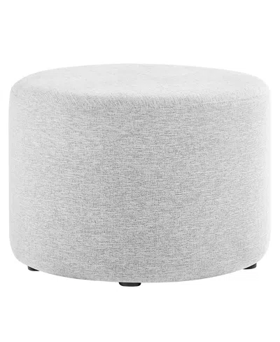 Modway Callum Large 23" Round Woven Heathered Fabric Upholstered Ottoman In White