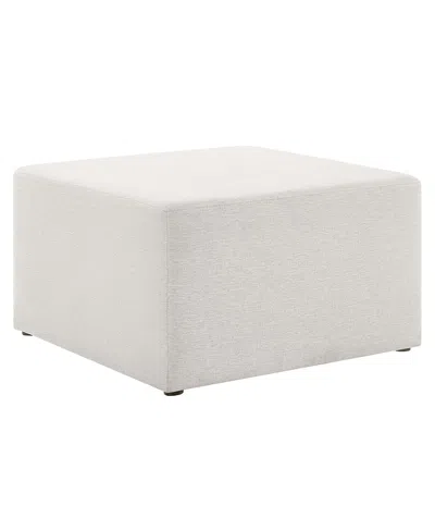 Modway Callum Large 28" Square Woven Heathered Fabric Upholstered Ottoman In White