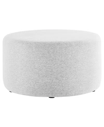 Modway Callum Large 29" Round Woven Heathered Fabric Upholstered Ottoman In White