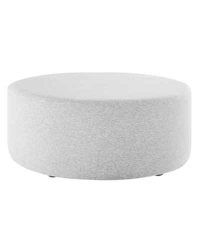 Modway Callum Large 38 Round Woven Heathered Fabric Upholstered Ottoman In White