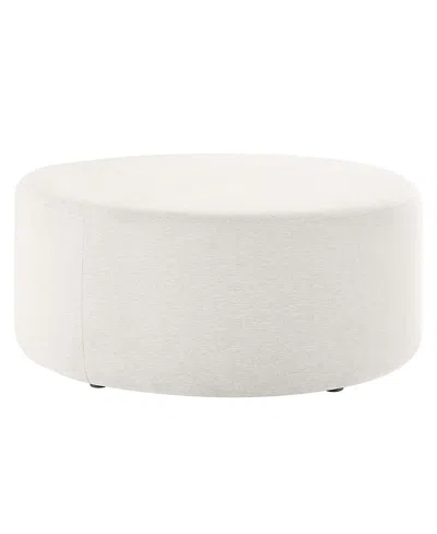 Modway Callum Large 38 Round Woven Heathered Fabric Upholstered Ottoman In White