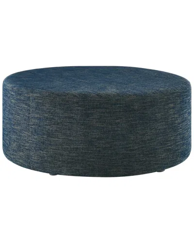 Modway Callum Large 38in Round Woven Heathered Ottoman In Blue