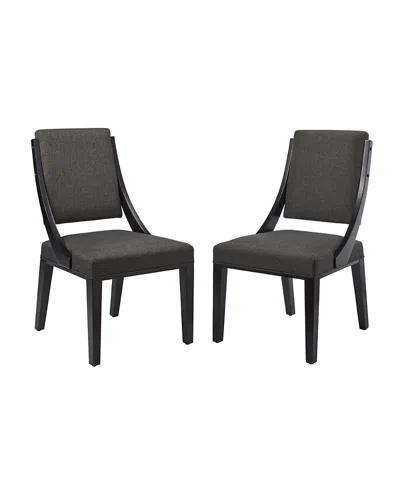 Modway Cambridge Upholstered Fabric Dining Chairs, Set Of 2 In Black