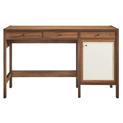 Modway Capri 49" Wood Grain Office Desk In Walnut In Brown