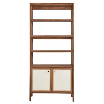 Modway Capri 4-shelf Wood Grain Bookcase In Walnut In Brown