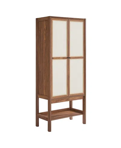 Modway Capri Tall Wood Grain Standing Storage Cabinet In Brown