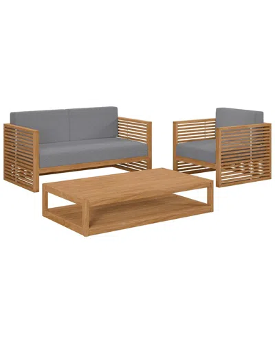 Modway Carlsbad 3-piece Teak Outdoor Patio Set In Beige