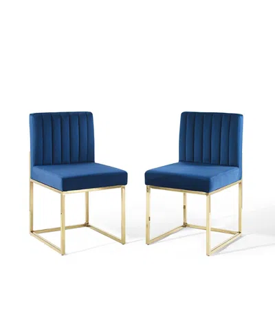 Modway Carriage Performance Velvet Dining Chair, Set Of 2 In Blue