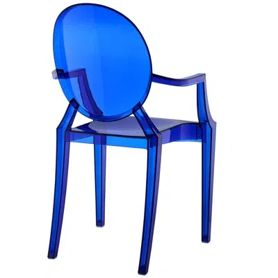 Modway Casper Modern Acrylic Stacking, Four Dining Armchairs, Blue