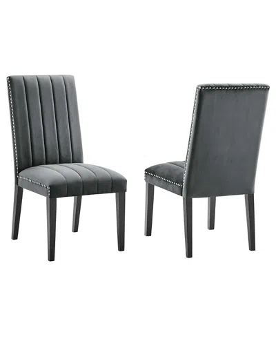 Modway Catalyst Performance Velvet Dining Side Chairs, Set Of 2 In Gray