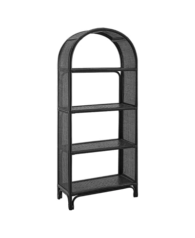 Modway Celeste 67 Inch Tall Arched Natural Rattan Bookshelf In Animal Print