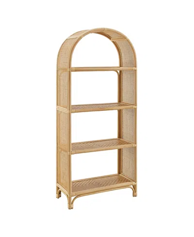Modway Celeste 67 Inch Tall Arched Natural Rattan Bookshelf In Neutral