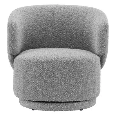Modway Celestia Boucle Fabric Swivel Chair In Light Gray Polyester Blend