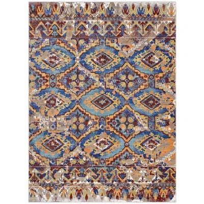 Modway Centehua Distressed Southwestern Aztec Area Rug In Blue;red