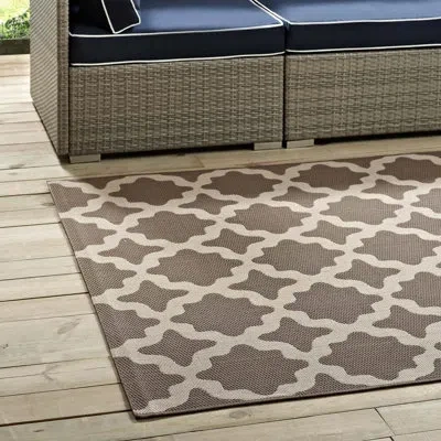 Modway Cerelia Moroccan Trellis Indoor And Outdoor Area Rug In Beige