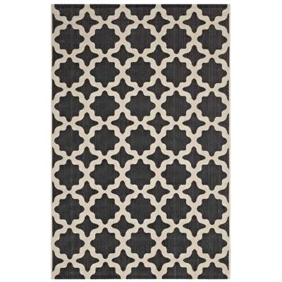 Modway Cerelia Moroccan Trellis Indoor And Outdoor Area Rug In Black;beige