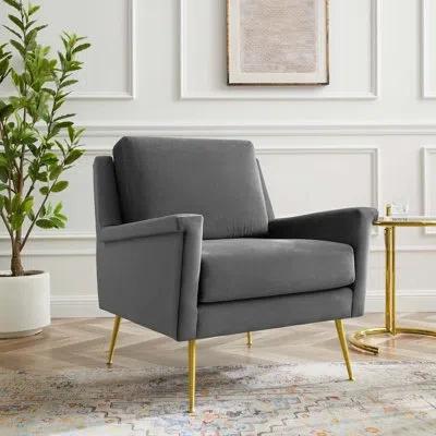 Modway Chesapeake Performance Velvet Armchair By  In Gray