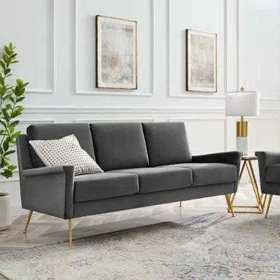 Modway Chesapeake Performance Velvet, Sofa By  In Gray,gold