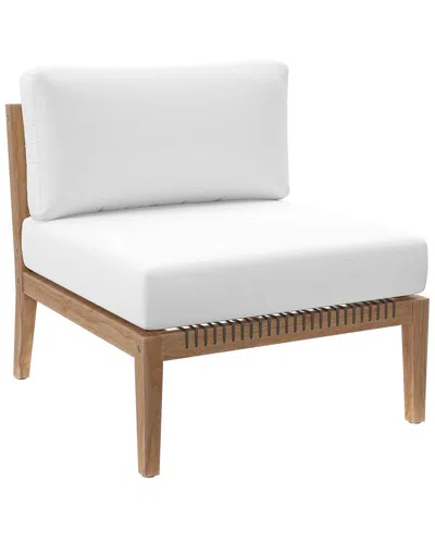 Modway Clearwater Outdoor Patio Teak Wood Armless Chair In White